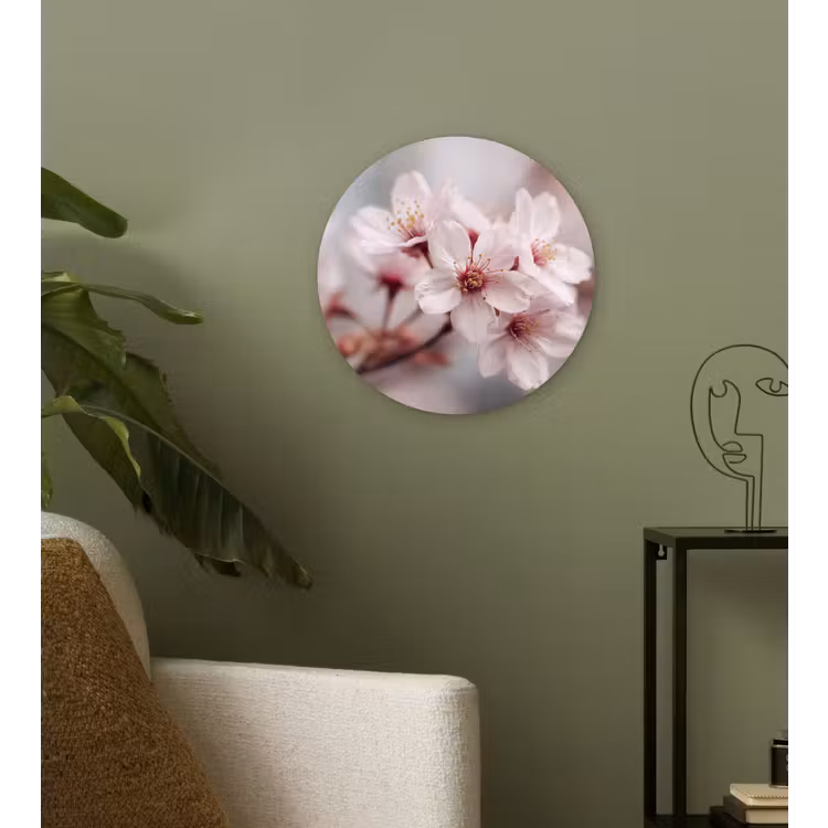 Bloesems - Meeldraden - Geel - Wazig Wandcirkel kunststof plaat 5mm dik klein -sfeer3