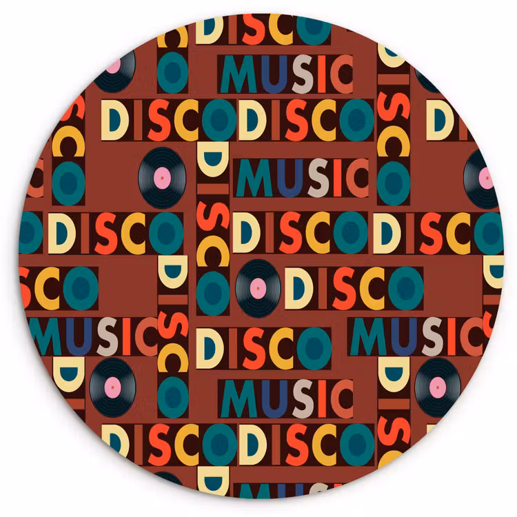 Bruin - Retro - Disco - Patroon Wandcirkel kunststof plaat 5mm dik klein 188 -3d