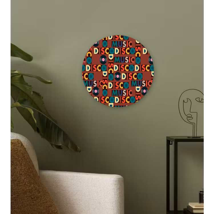 Bruin - Retro - Disco - Patroon Wandcirkel kunststof plaat 5mm dik klein 188 -sfeer3