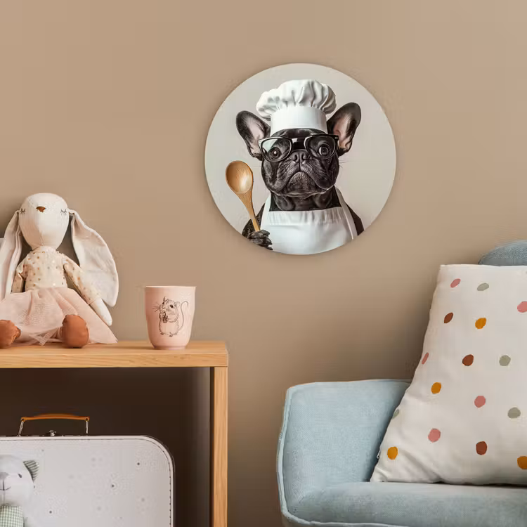 Bril - Hond - Kok Wandcirkel kunststof plaat 5mm dik klein -tsfeer1_kind