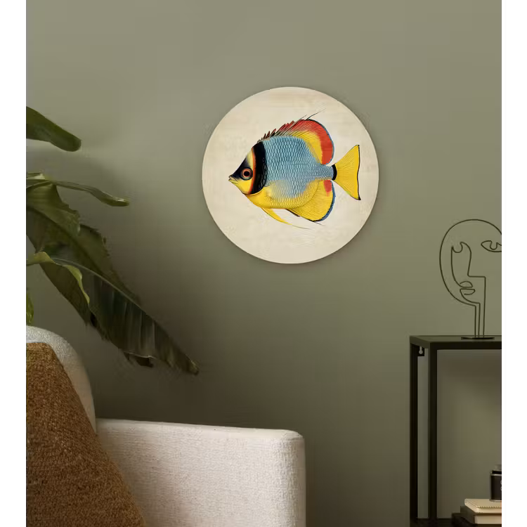 Kleurrijk - Vis - Schubben - Illustratie Wandcirkel kunststof plaat 5mm dik klein -sfeer3