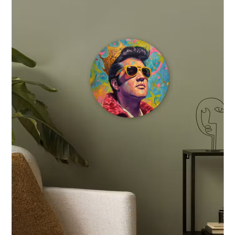 Kleurrijk portret - Kroon - Sterren Wandcirkel kunststof plaat 5mm dik klein -sfeer3