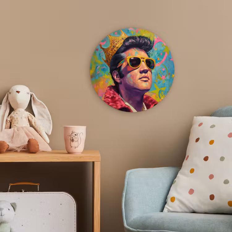 Kleurrijk portret - Kroon - Sterren Wandcirkel kunststof plaat 5mm dik klein -tsfeer1_kind