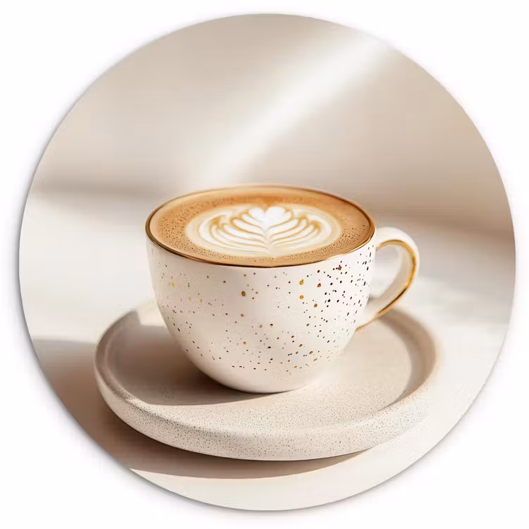 Cappuccino - Schuim - Schotel - Beige Wandcirkel kunststof plaat 5mm dik klein -3d