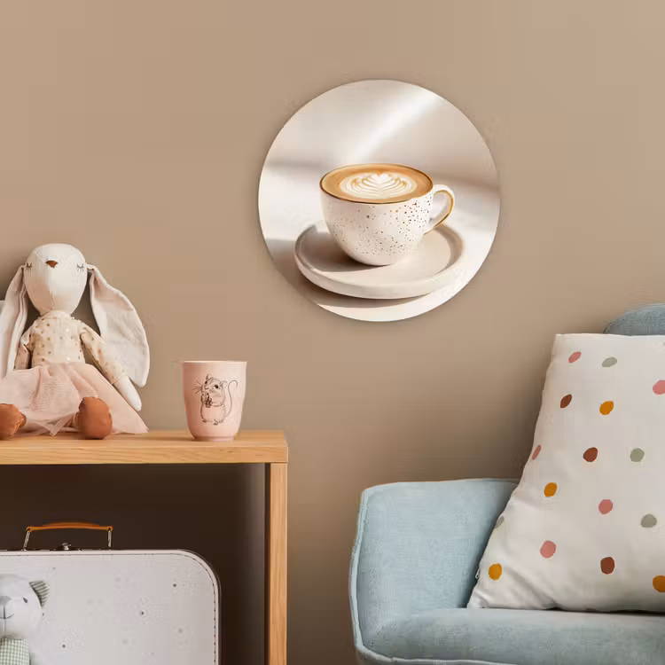 Cappuccino - Schuim - Schotel - Beige Wandcirkel kunststof plaat 5mm dik klein -tsfeer1_kind