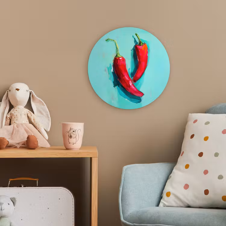 Chilipepers - Geverfd - Rood Wandcirkel kunststof plaat 5mm dik klein -tsfeer1_kind