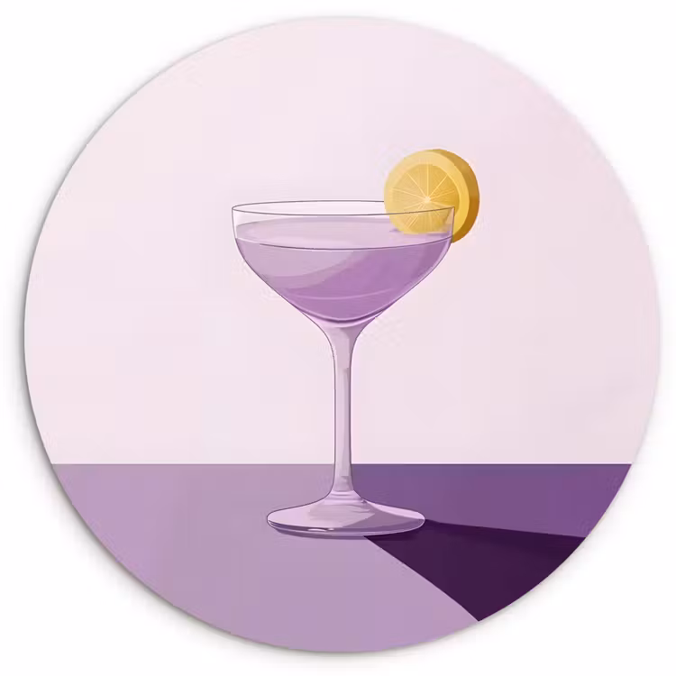 Cocktail - Paars - Minimalistisch - Citroen Wandcirkel kunststof plaat 5mm dik klein -3d