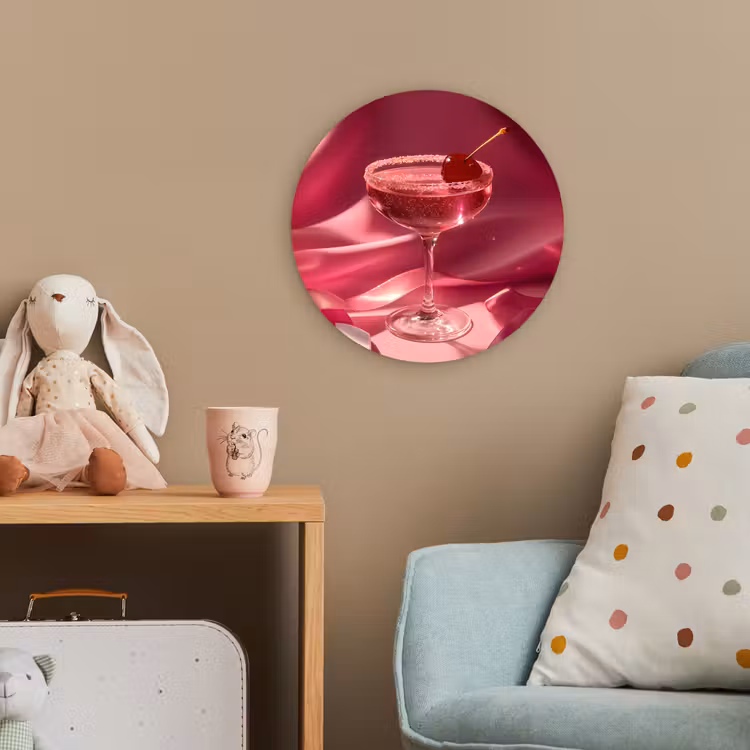Cocktail - Pink - Luxe Wandcirkel kunststof plaat 5mm dik klein -tsfeer1_kind
