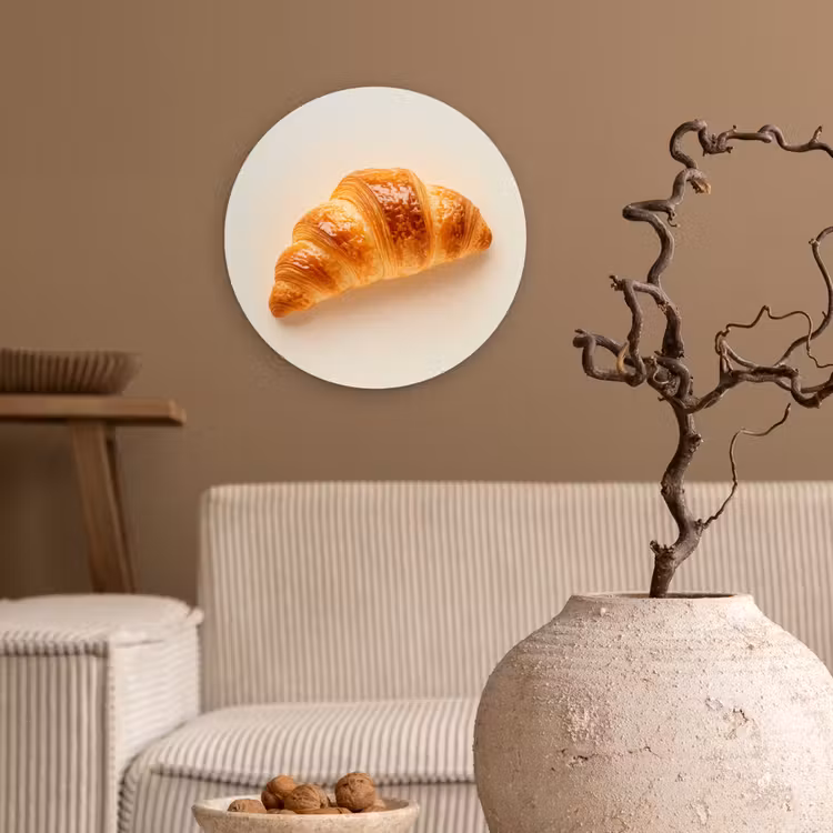 Croissant - Brood - Beige Wandcirkel kunststof plaat 5mm dik klein -sfeer1