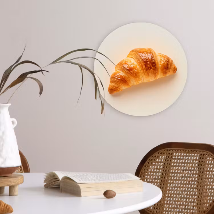 Croissant - Brood - Beige Wandcirkel kunststof plaat 5mm dik klein -sfeer4