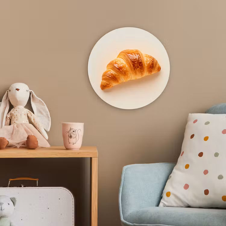 Croissant - Brood - Beige Wandcirkel kunststof plaat 5mm dik klein -tsfeer1_kind