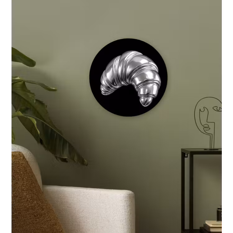 Croissant - Metaal - Zilver Wandcirkel kunststof plaat 5mm dik klein -sfeer3