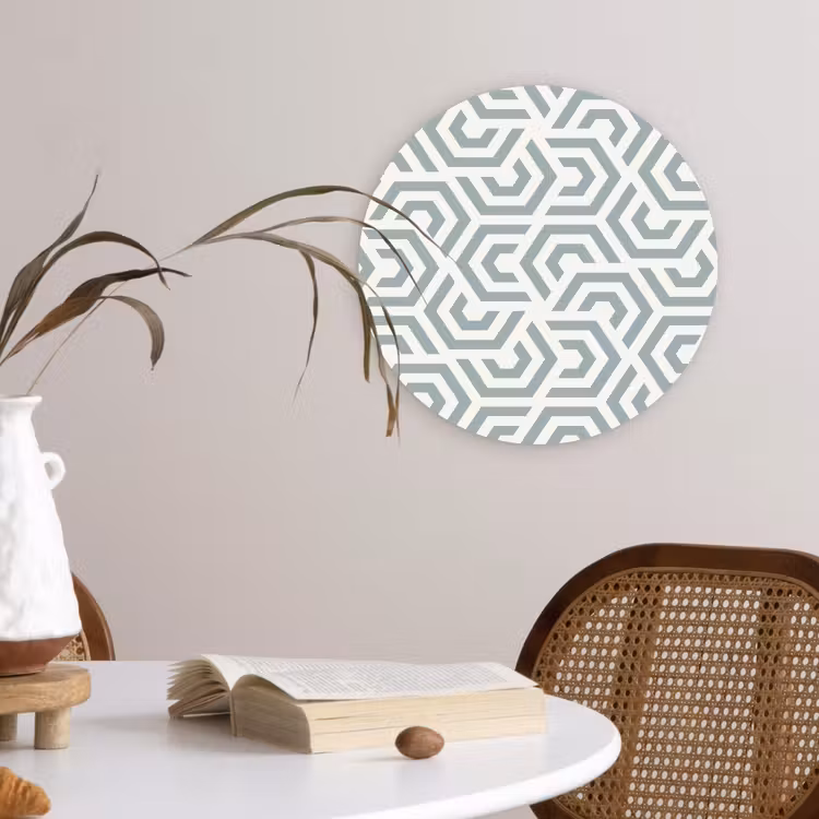 Design - Lijn - Patroon - Groen Wandcirkel kunststof plaat 5mm dik klein 188 -sfeer4