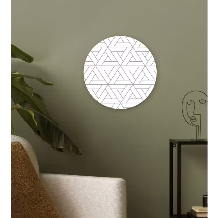 Design - Lijn - Patroon - Zwart - Wit Wandcirkel kunststof plaat 5mm dik klein 188 -sfeer3