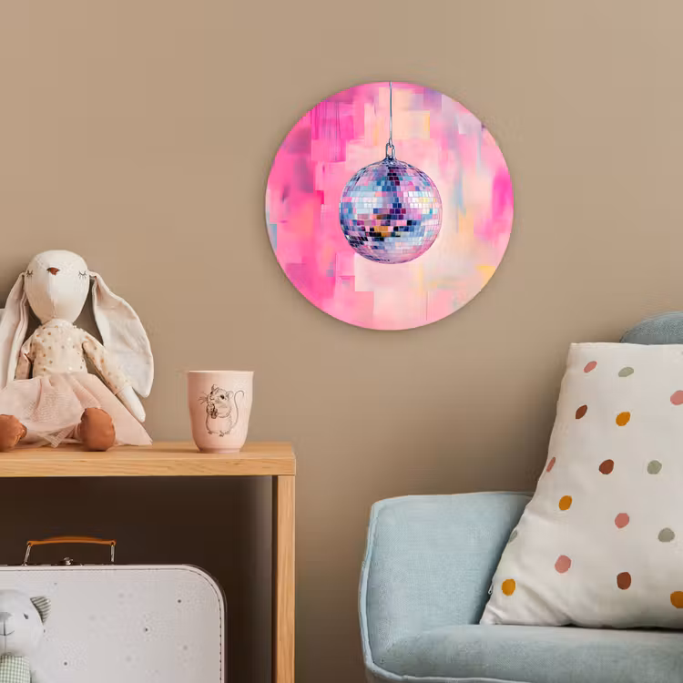 Discobal - Pink - Verf Wandcirkel kunststof plaat 5mm dik klein -tsfeer1_kind