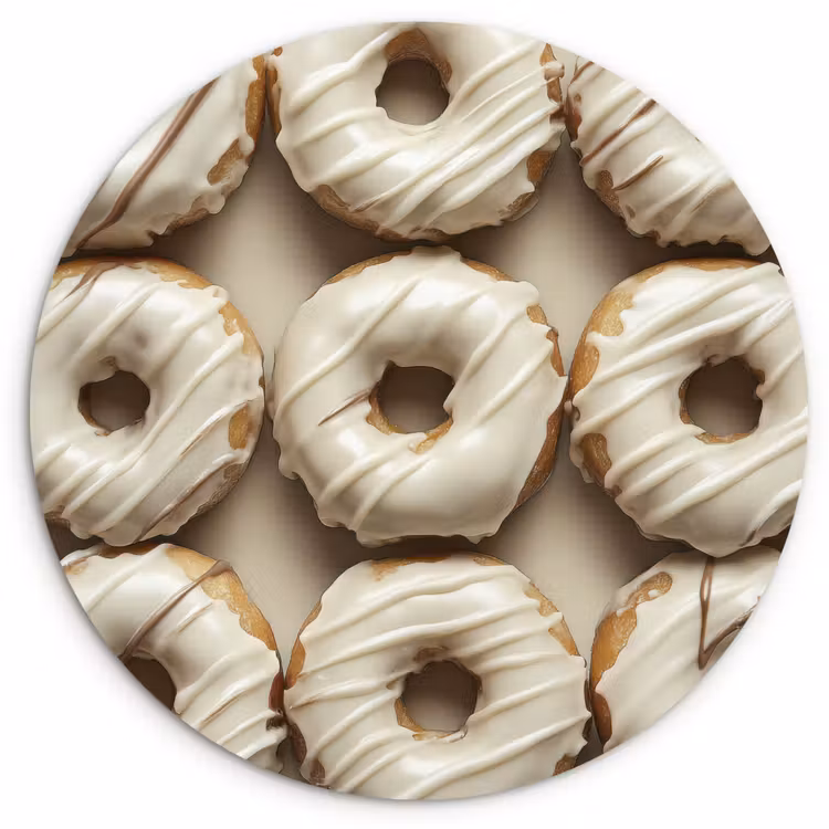 Donuts - Chocolade - Wit - Beige Wandcirkel kunststof plaat 5mm dik klein -3d