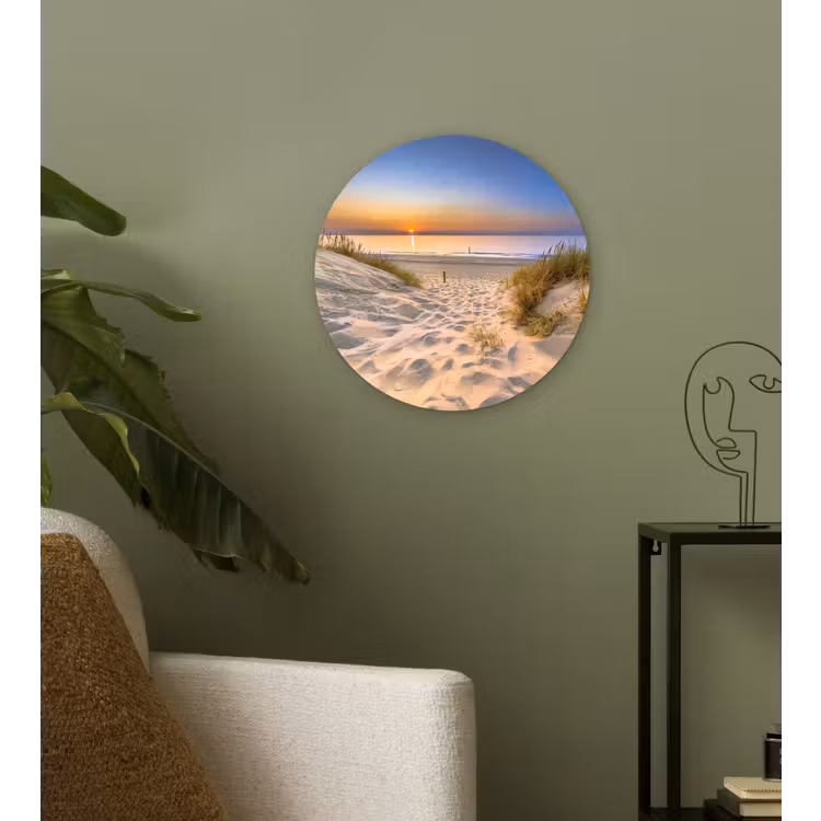 Duin - Zonsondergang - Horizon - Strand - Gras Wandcirkel kunststof plaat 5mm dik klein -sfeer3