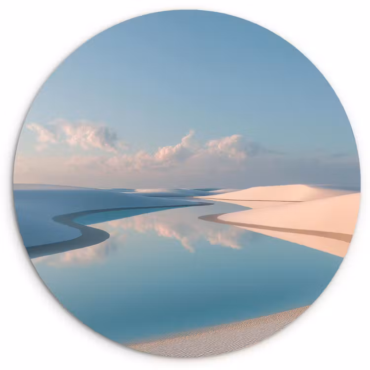 Duinen - Waterplas - Oneindige rust Wandcirkel kunststof plaat 5mm dik klein -3d