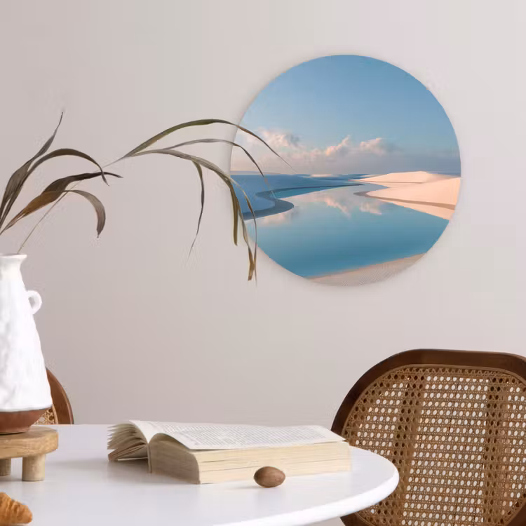 Duinen - Waterplas - Oneindige rust Wandcirkel kunststof plaat 5mm dik klein -sfeer4