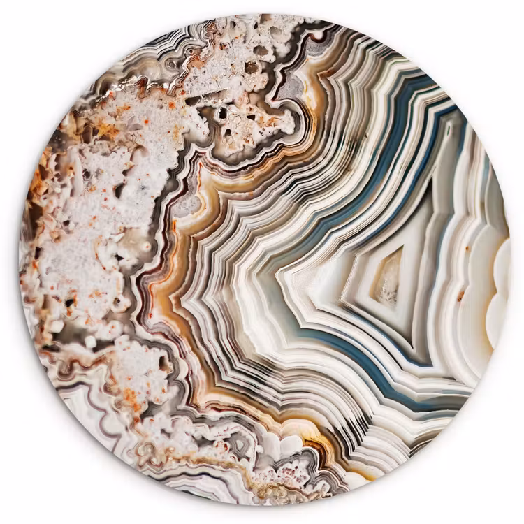 Edelsteen - Marmer - Natuur - Abstract Wandcirkel kunststof plaat 5mm dik klein -3d