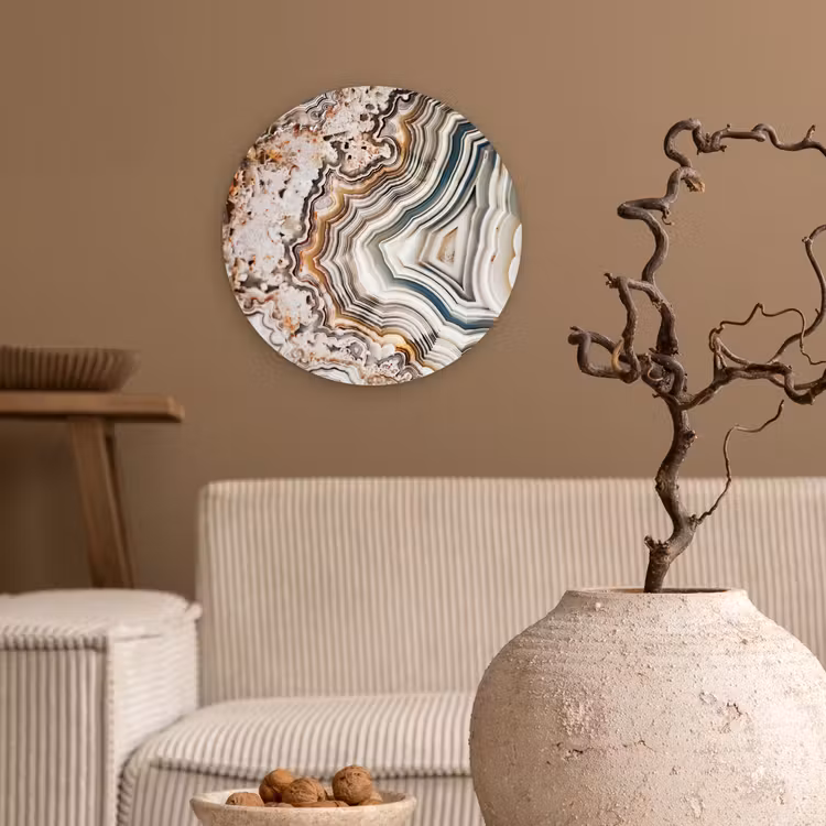 Edelsteen - Marmer - Natuur - Abstract Wandcirkel kunststof plaat 5mm dik klein -sfeer1