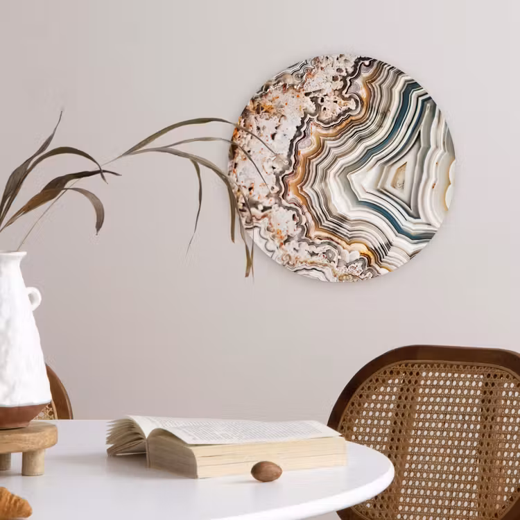 Edelsteen - Marmer - Natuur - Abstract Wandcirkel kunststof plaat 5mm dik klein -sfeer4
