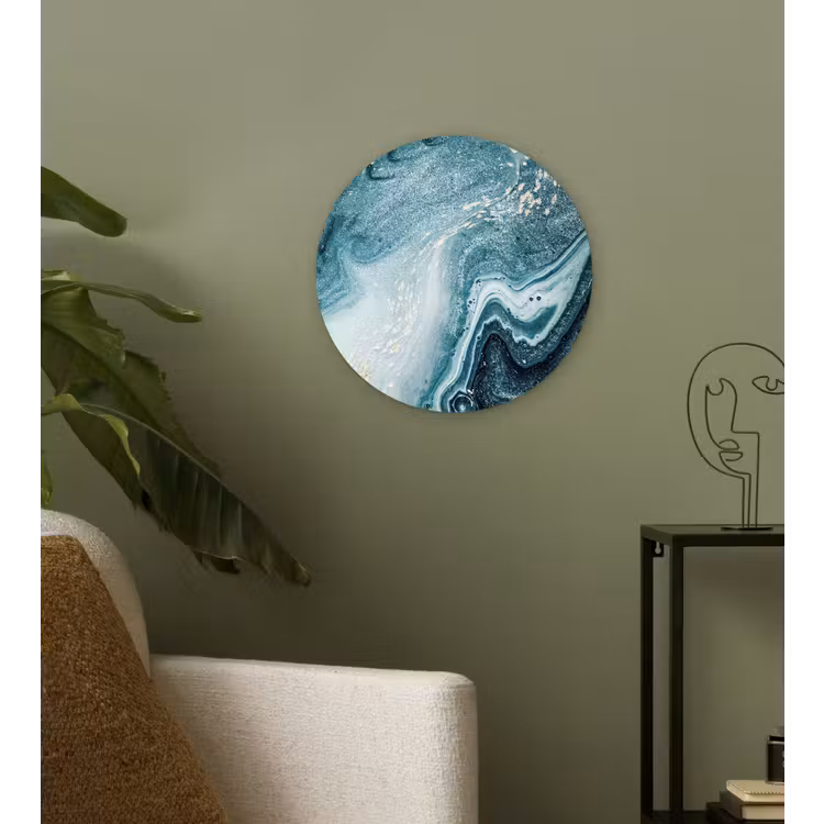 Edelstenen - Blauw - Natuur - Marmer - Abstract Wandcirkel kunststof plaat 5mm dik klein -sfeer3