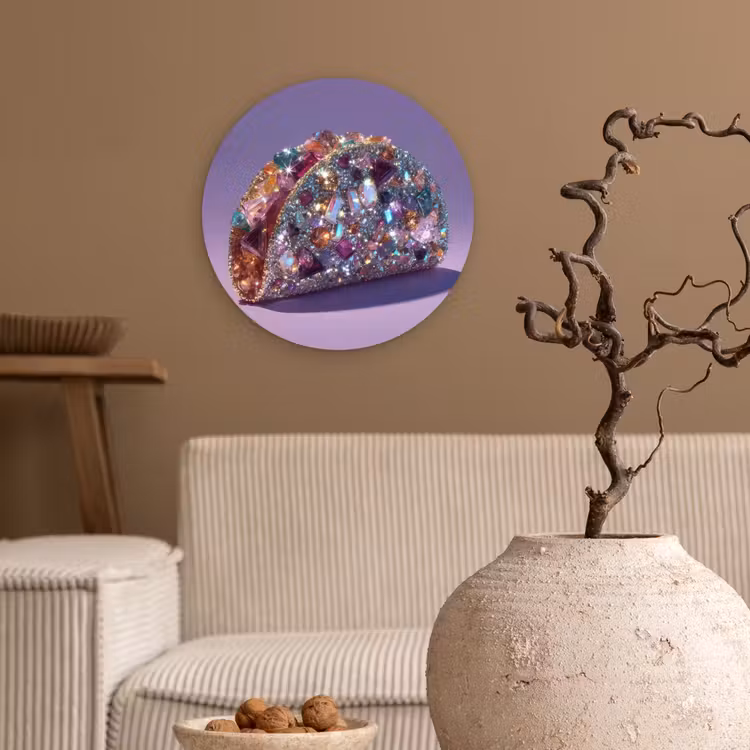 Edelstenen - Glitters - Paars - Kleurrijk Wandcirkel kunststof plaat 5mm dik klein -sfeer1