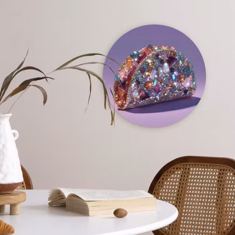 Edelstenen - Glitters - Paars - Kleurrijk Wandcirkel kunststof plaat 5mm dik klein -sfeer4
