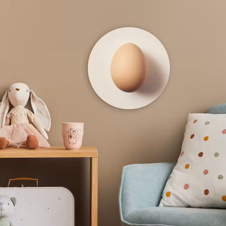 Ei - Beige - Ovaal - Egaal Wandcirkel kunststof plaat 5mm dik klein -tsfeer1_kind