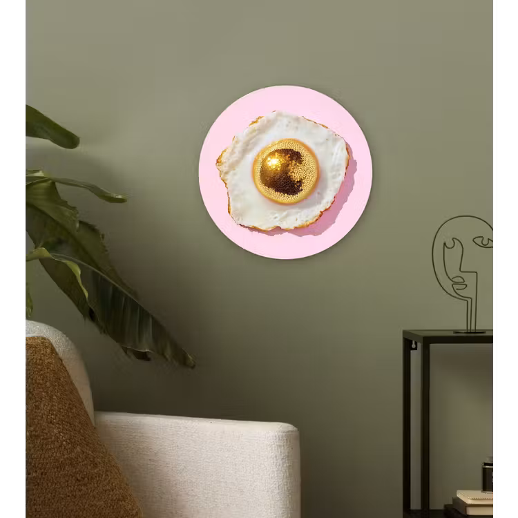 Ei - Disco - Ontbijt - Glitter Wandcirkel kunststof plaat 5mm dik klein -sfeer3