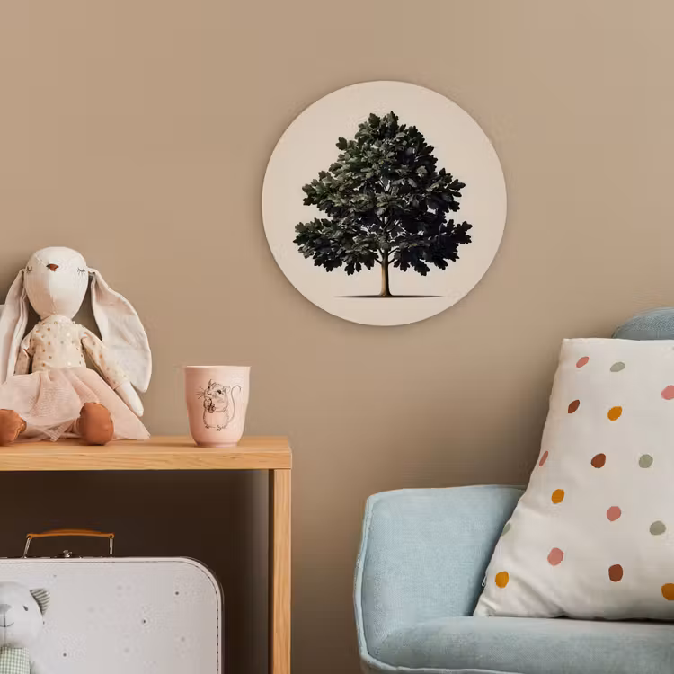 Eikenboom - Schaduw - Egaal Wandcirkel kunststof plaat 5mm dik klein -tsfeer1_kind