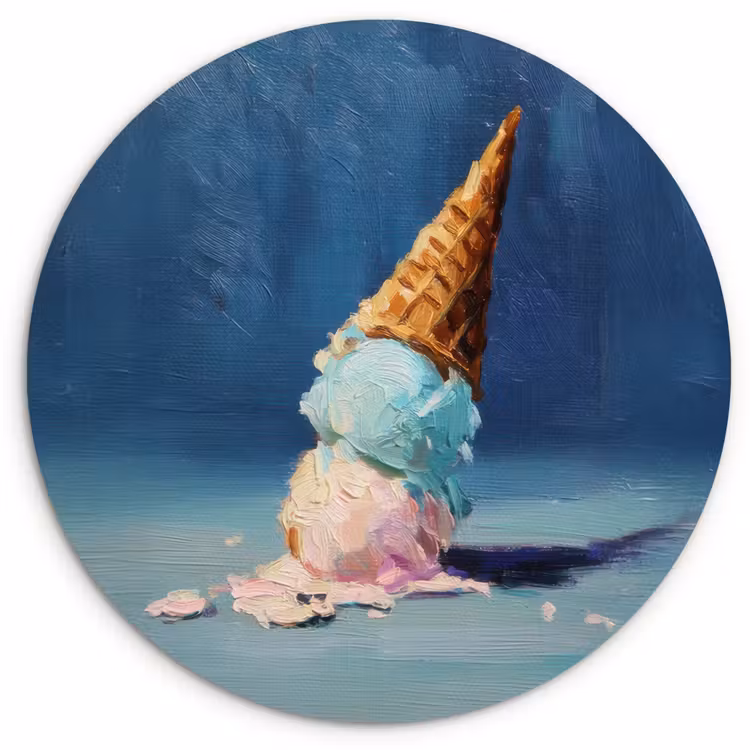 Ijshoorn - Bolletjes - Smelt - Roze Wandcirkel kunststof plaat 5mm dik klein -3d