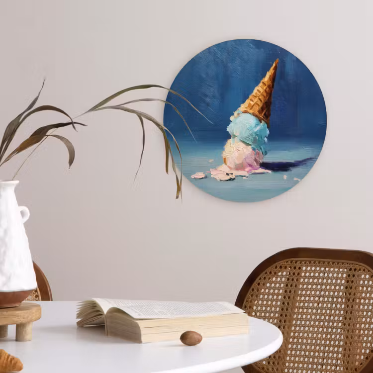 Ijshoorn - Bolletjes - Smelt - Roze Wandcirkel kunststof plaat 5mm dik klein -sfeer4