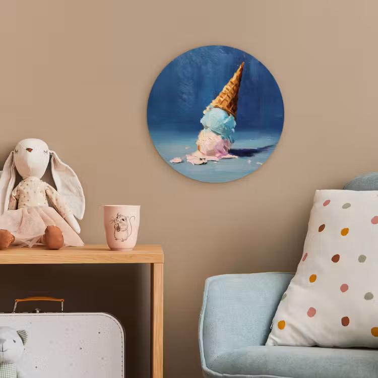 Ijshoorn - Bolletjes - Smelt - Roze Wandcirkel kunststof plaat 5mm dik klein -tsfeer1_kind