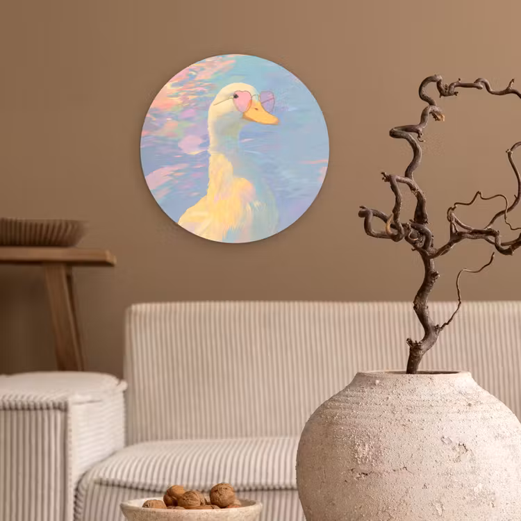 Eend - Zonnebril - Water Wandcirkel kunststof plaat 5mm dik klein -sfeer1