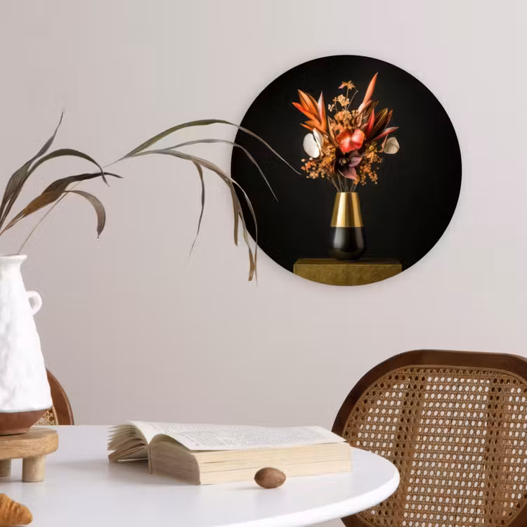 Exotisch - Boeket - Vaas - Goud Wandcirkel kunststof plaat 5mm dik klein -sfeer4