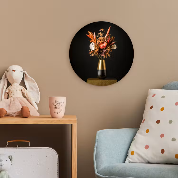 Exotisch - Boeket - Vaas - Goud Wandcirkel kunststof plaat 5mm dik klein -tsfeer1_kind
