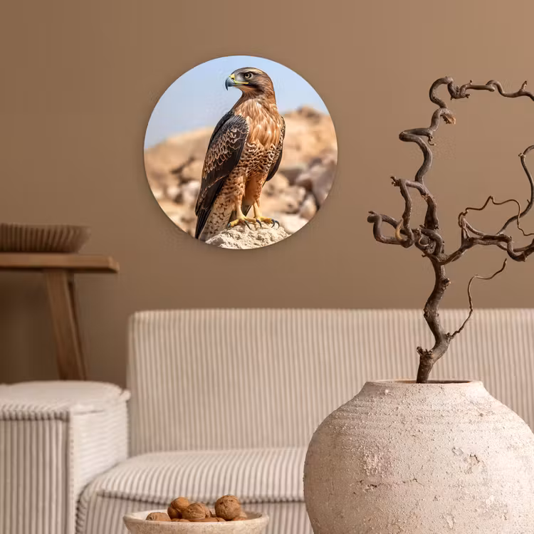 Valk - Vogel - Rots - Macht Wandcirkel kunststof plaat 5mm dik klein -sfeer1