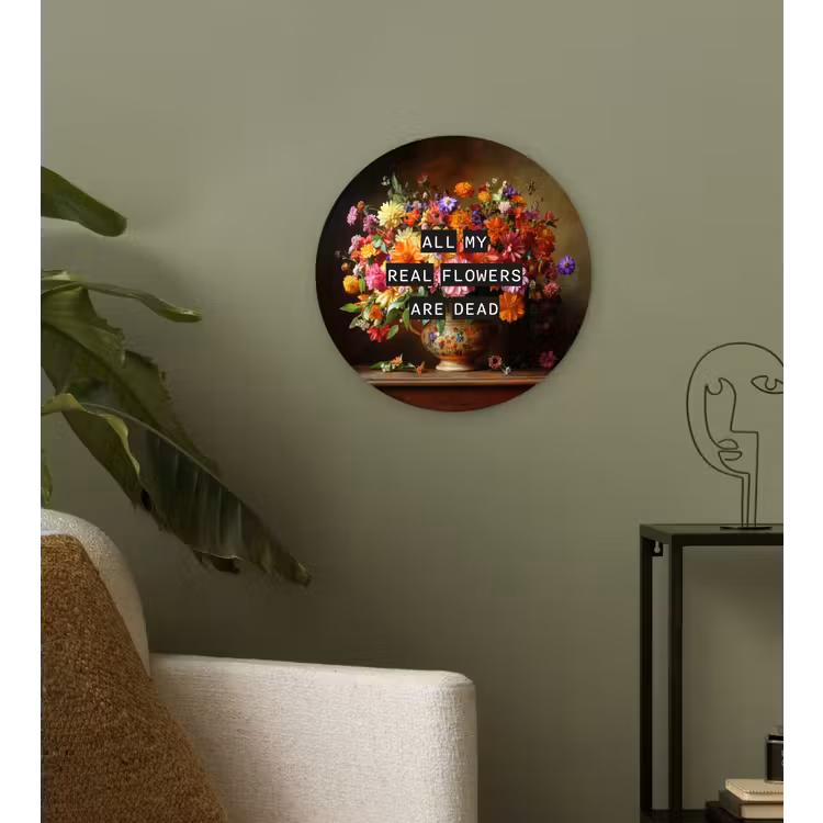 Kleur - Bloemen - Vintage - Bloemenvaas Wandcirkel kunststof plaat 5mm dik klein -sfeer3
