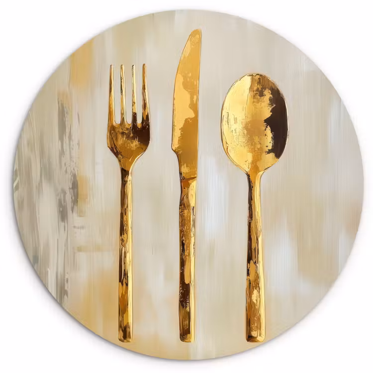Verf - Goud - Bestek Wandcirkel kunststof plaat 5mm dik klein -3d