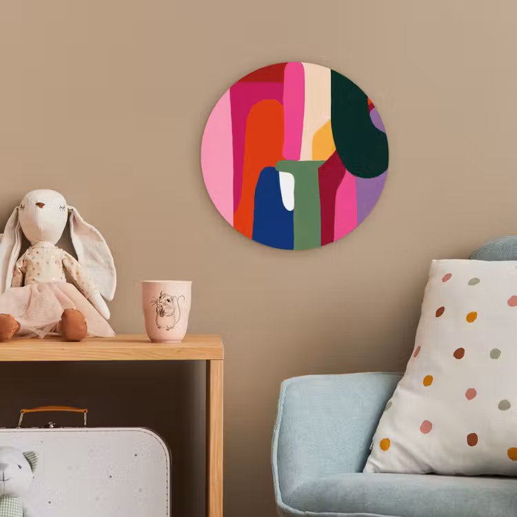 Kleurvakken - Recht - Rond - Abstract Wandcirkel kunststof plaat 5mm dik klein -tsfeer1_kind
