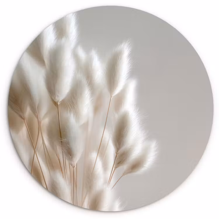 Pluimen - Beige - Minimalistisch Wandcirkel kunststof plaat 5mm dik klein -3d