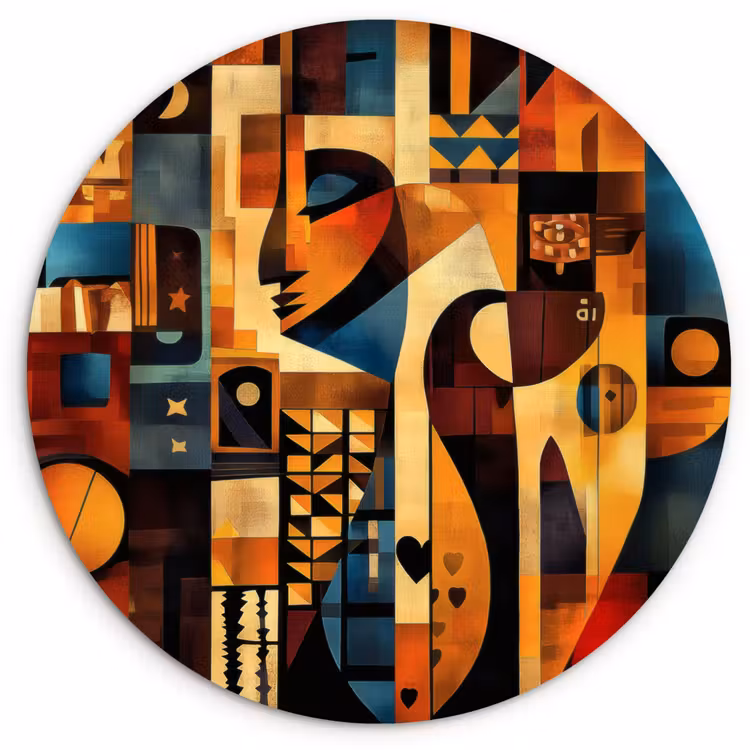 Figuren - Abstract - Symbolen Wandcirkel kunststof plaat 5mm dik klein -3d