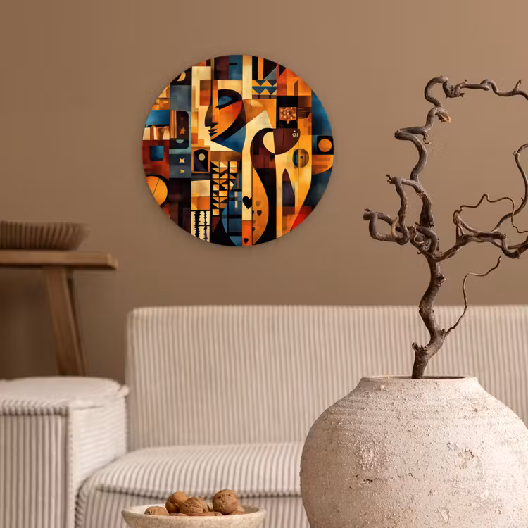 Figuren - Abstract - Symbolen Wandcirkel kunststof plaat 5mm dik klein -sfeer1