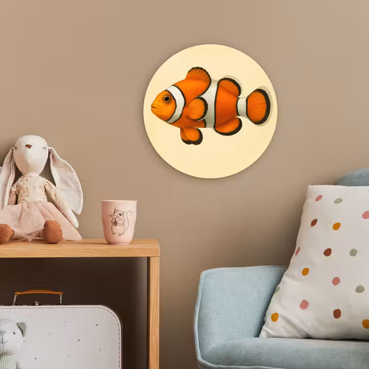 Vis - Oranje - Strepen Wandcirkel kunststof plaat 5mm dik klein -tsfeer1_kind