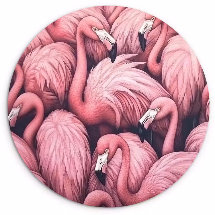 Flamingo - Roze - Dieren Wandcirkel kunststof plaat 5mm dik klein -3d