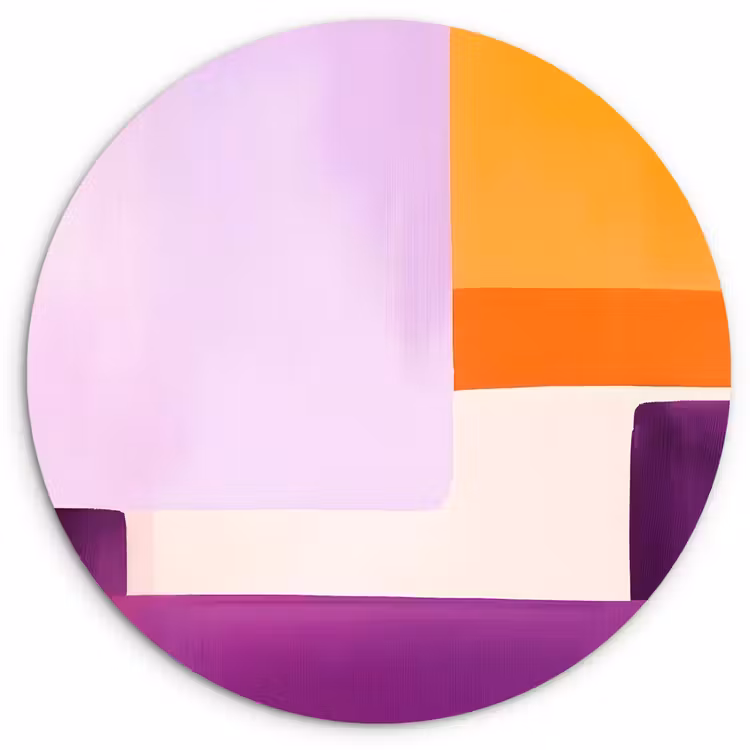 Vlakken - Abstract - Rechthoekig - Oranje Wandcirkel kunststof plaat 5mm dik klein -3d