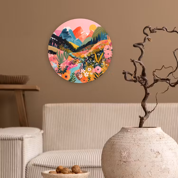 Rivier - Diepte - Bloemen Wandcirkel kunststof plaat 5mm dik klein -sfeer1