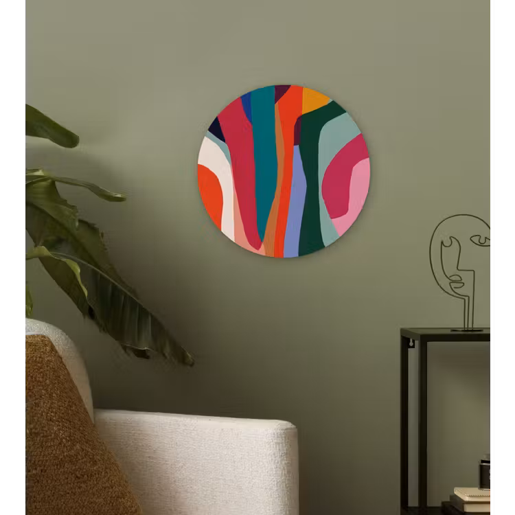 Vormen - Bochten - Kleurrijk - Abstract Wandcirkel kunststof plaat 5mm dik klein -sfeer3